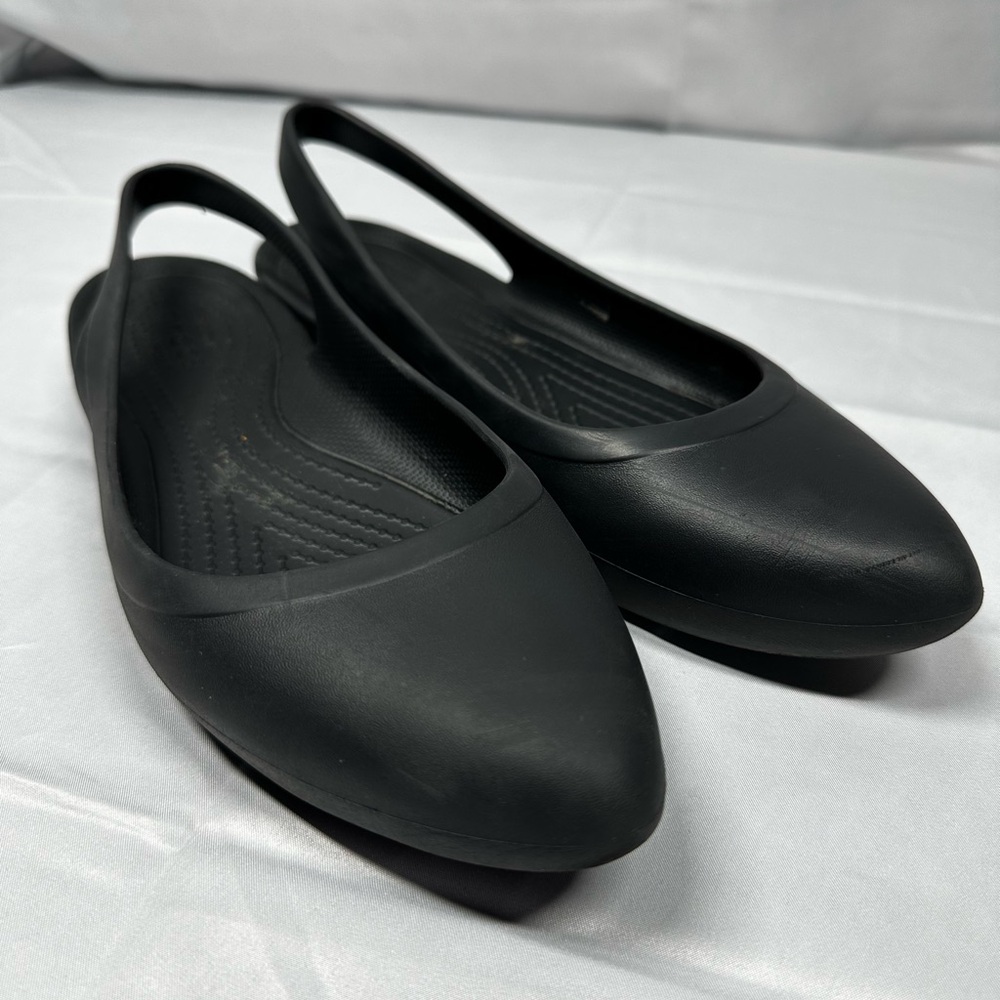 CROCS Women's Black Slingback Flats
